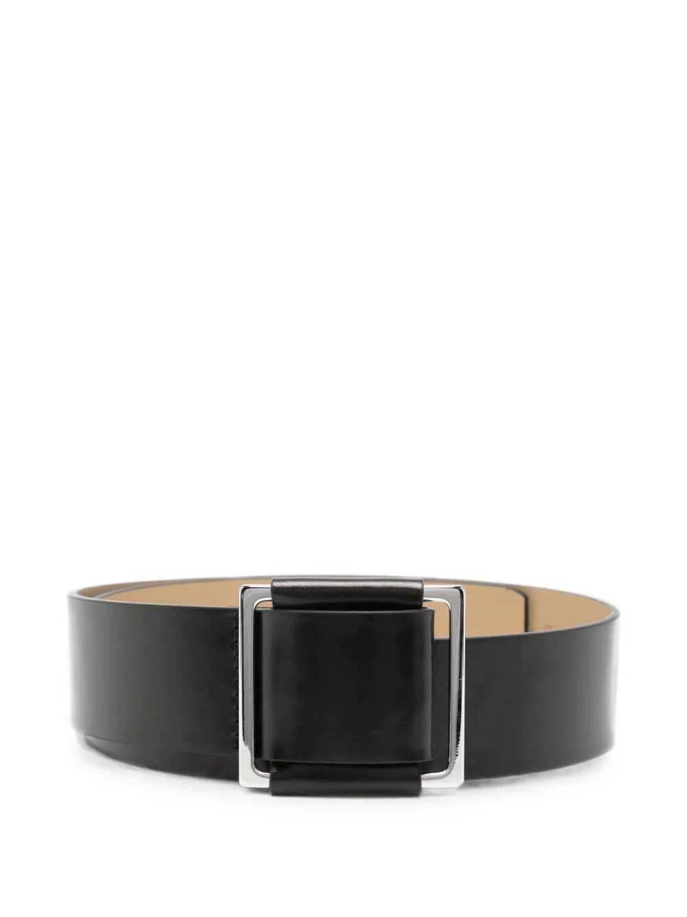 D.Exterior square-buckle leather belt - Nero