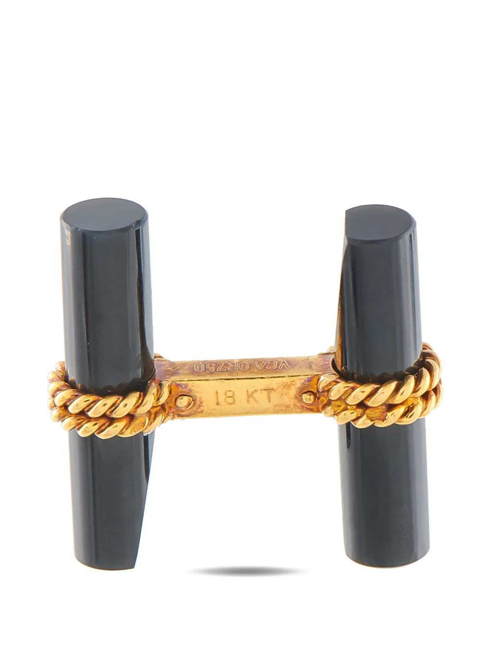 Van Cleef & Arpels 18k yellow gold onyx bar cufflinks - Oro