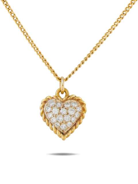 Van Cleef & Arpels 18k yellow gold diamond heart pendant necklace