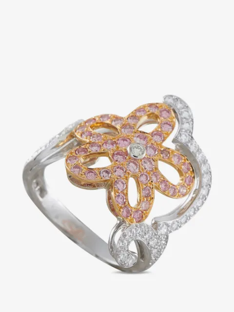 Van Cleef & Arpels anillo floral en oro blanco de 18kt con diamante