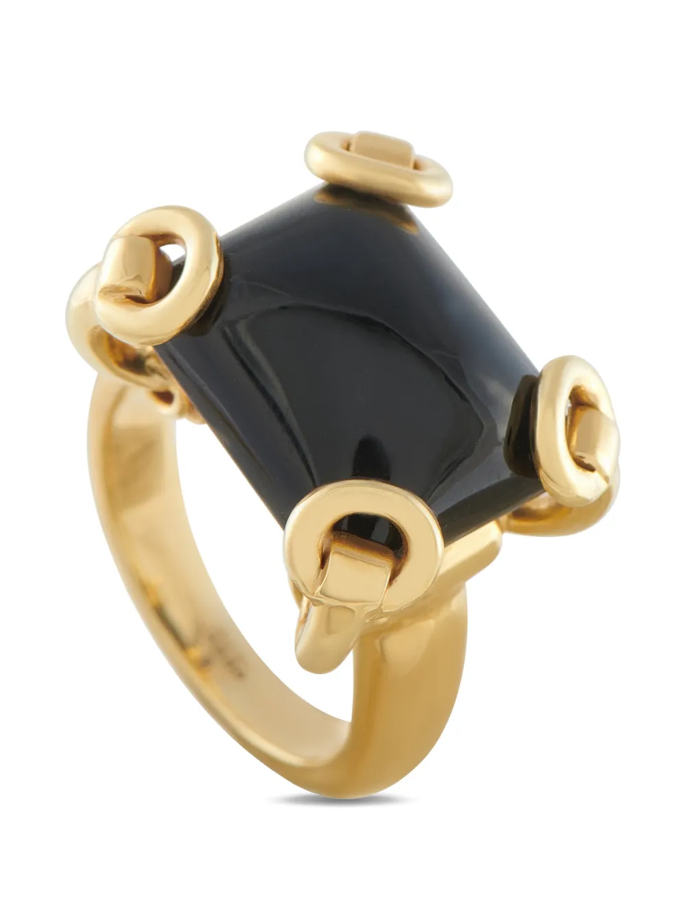 Gucci Pre-Owned 18k yellow gold onyx Horsebit ring - Oro