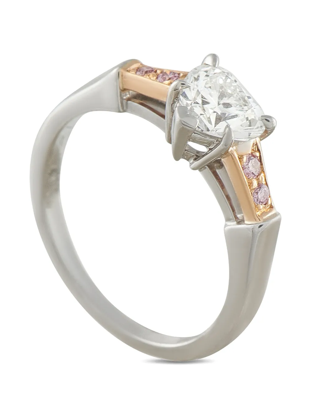 Harry Winston 18k rose gold and platinum diamond heart-shaped ring - Argento