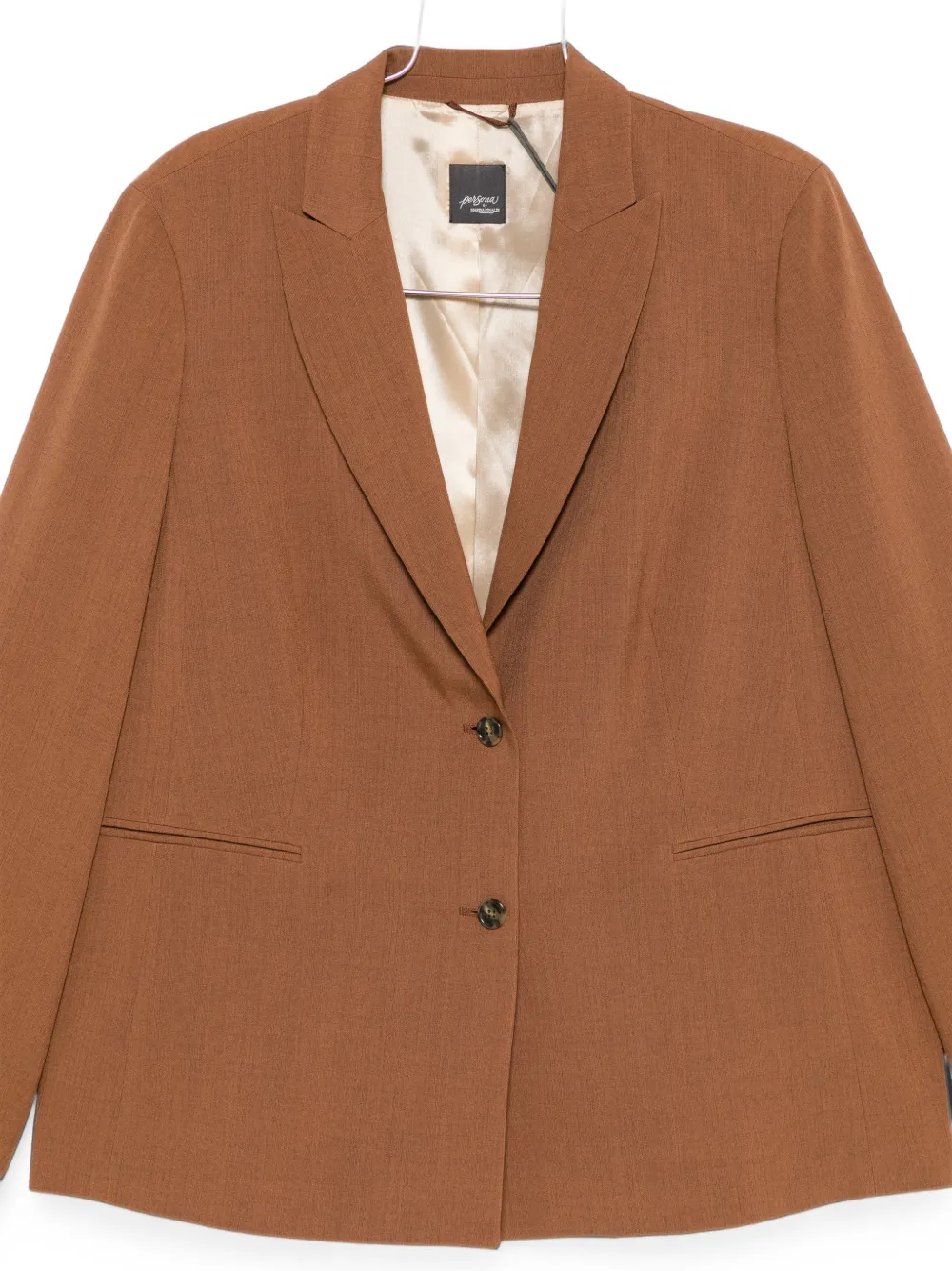 Marina Rinaldi Padana blazer met enkele rij knopen en puntige revers Bruin