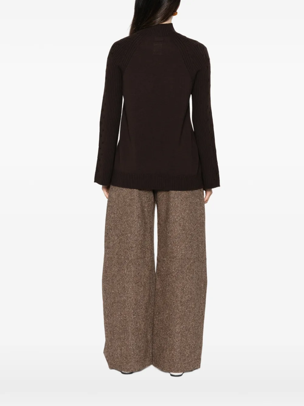 Max Mara Kabelgebreide trui met raglan mouwen Bruin