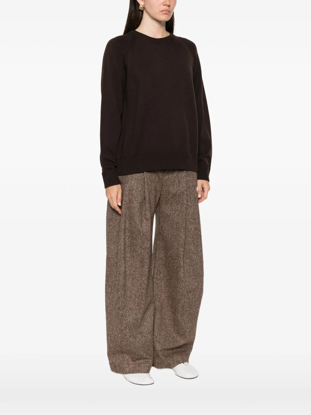 Max Mara Trui met raglan mouwen en geribbelde afwerking Bruin
