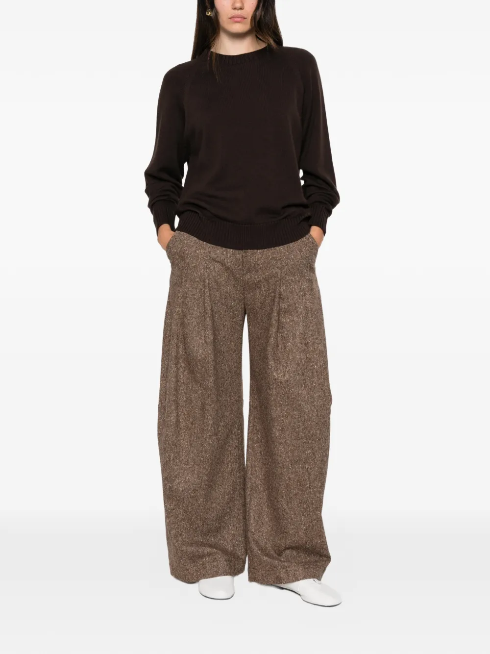 Max Mara Trui met raglan mouwen en geribbelde afwerking Bruin
