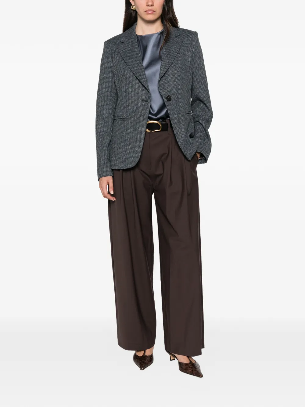 Max Mara Blazer met pied-de-poule print Blauw
