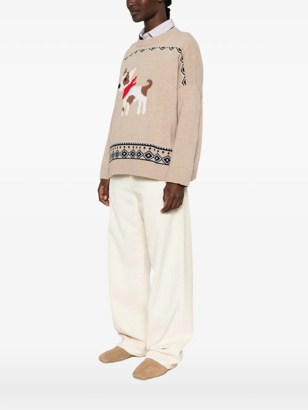 Weekend Max Mara Pavidi intarsia-knit crew-neck sweater Beige