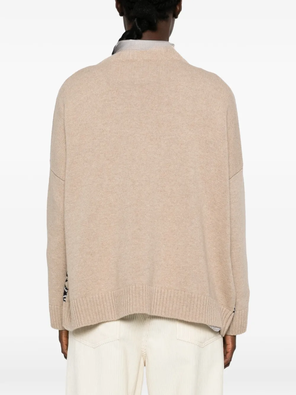 Weekend Max Mara Pavidi intarsia-knit crew-neck sweater Beige