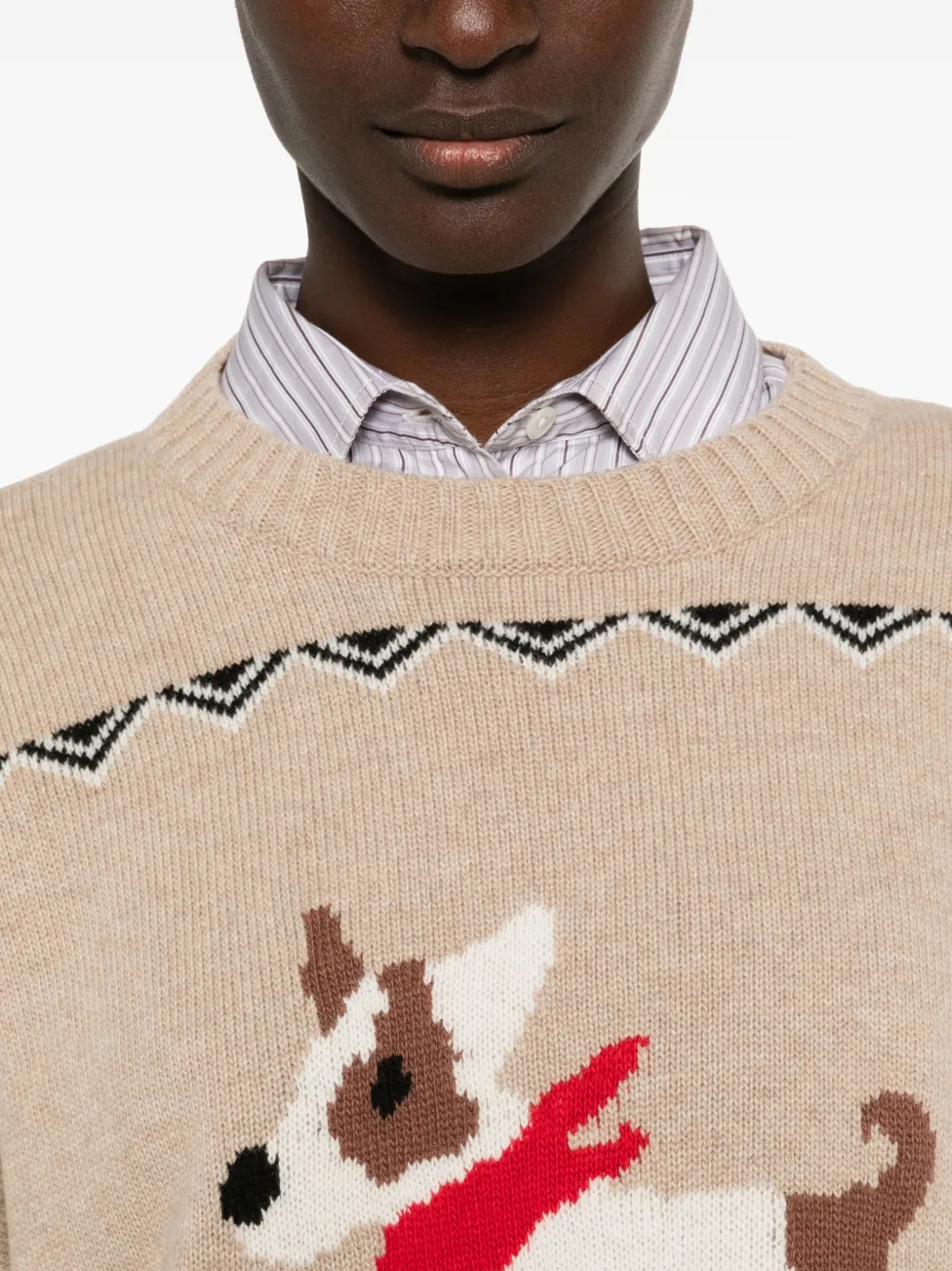 Weekend Max Mara Pavidi intarsia-knit crew-neck sweater Beige