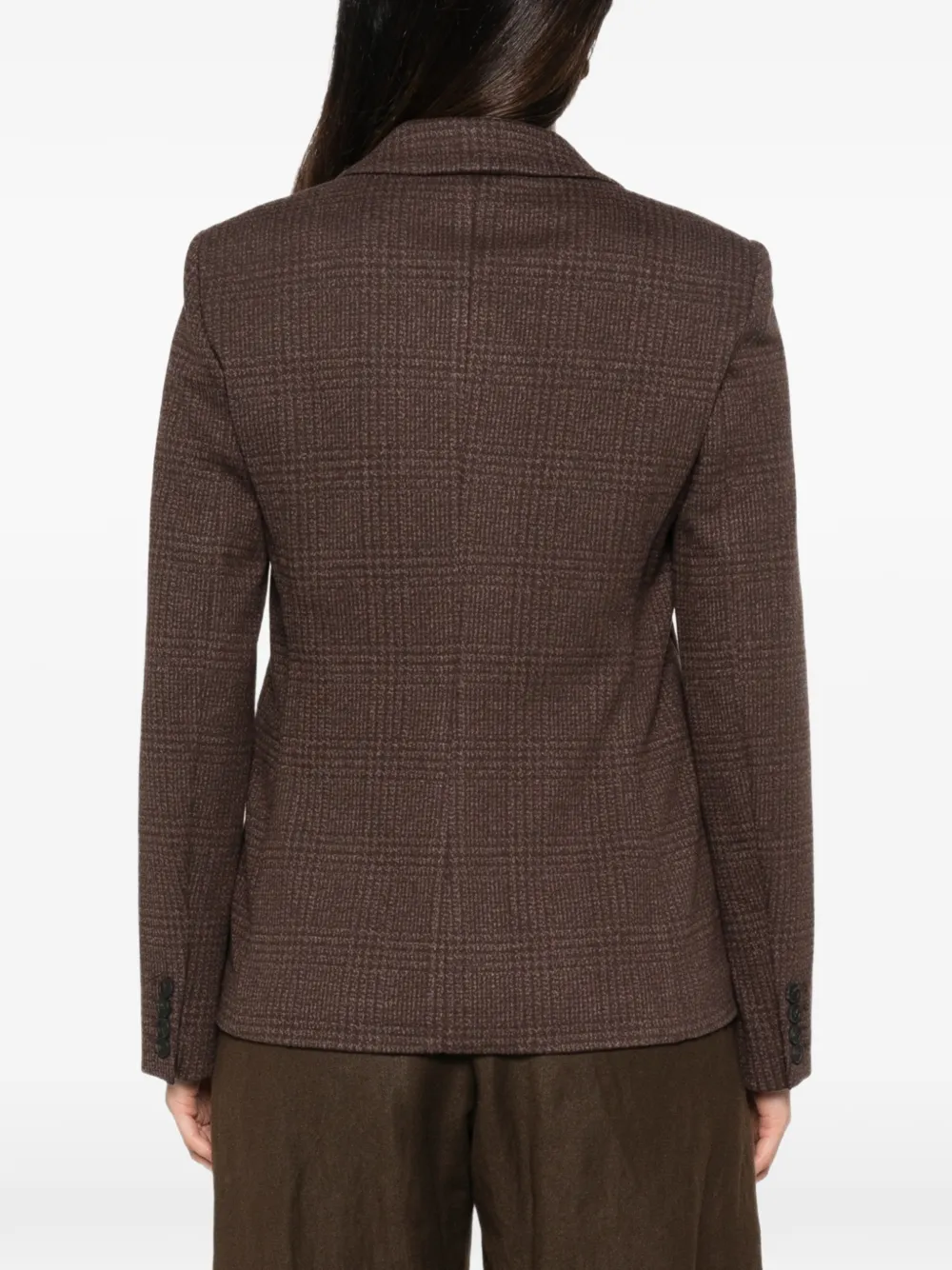 Max Mara Geruite blazer met enkele rij knopen Bruin