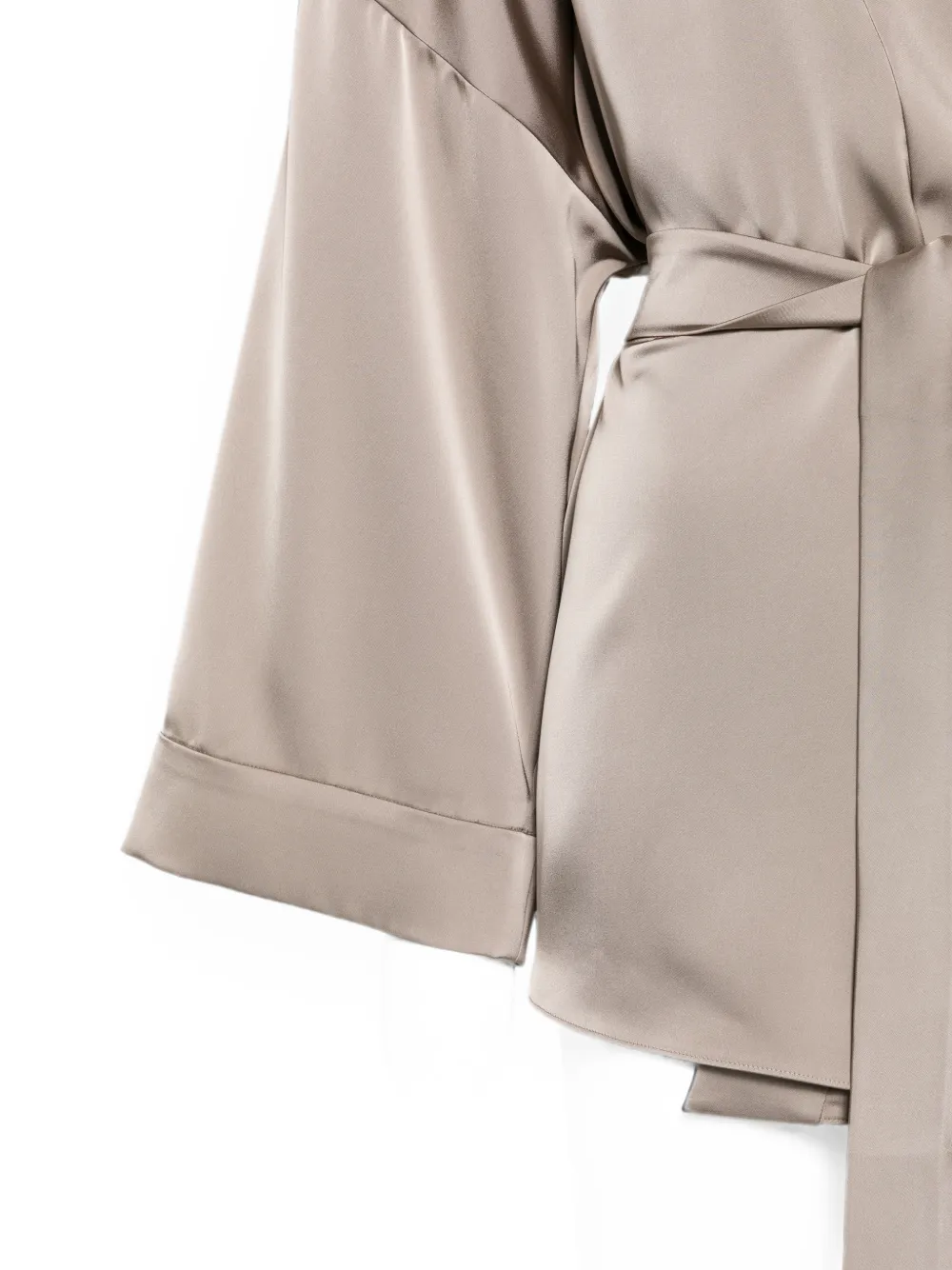 Marina Rinaldi Butterfly blouse met ceintuur en satijnen afwerking Beige