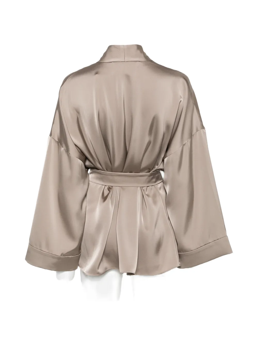 Marina Rinaldi Butterfly blouse met ceintuur en satijnen afwerking Beige