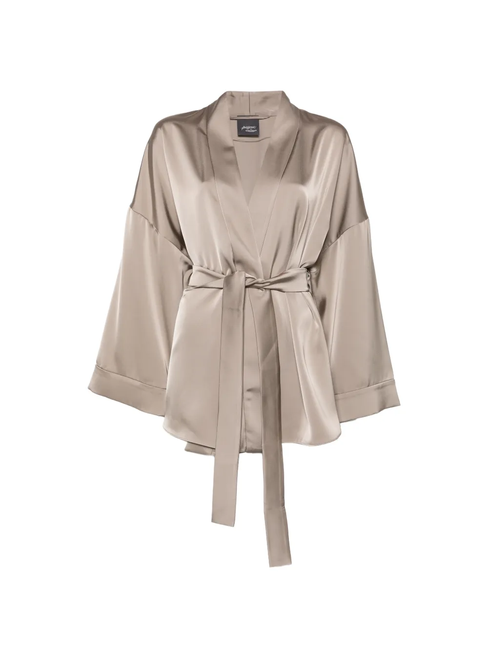 Marina Rinaldi Butterfly belted satin-finish blouse - Toni neutri