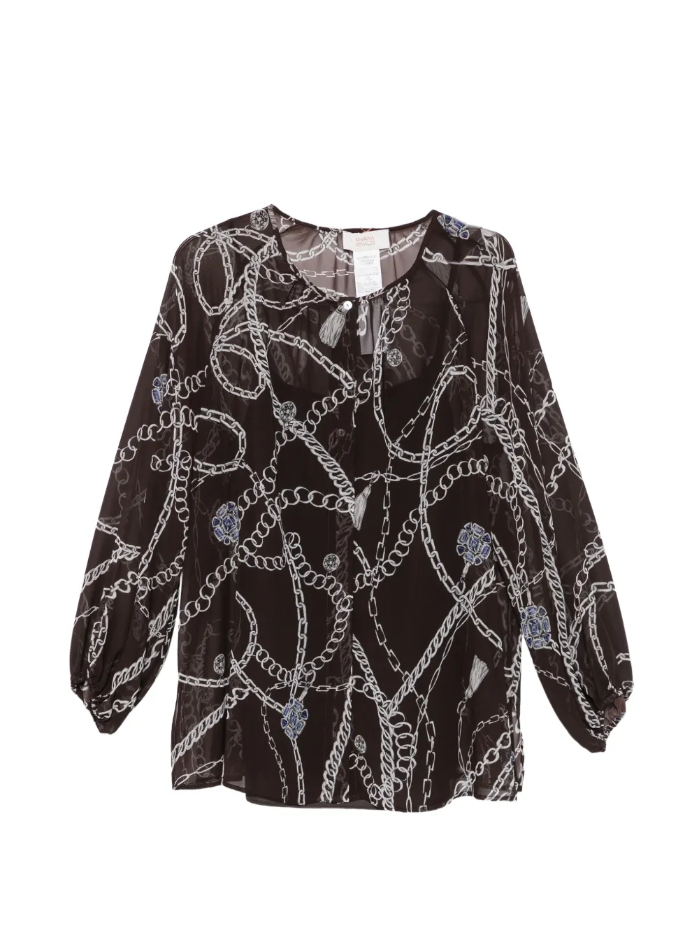 Marina Rinaldi MRSBautta chain-print sheer-finish shirt - Marron Marina Rinaldi MRSBautta chain-print sheer-finish shirt - Marron