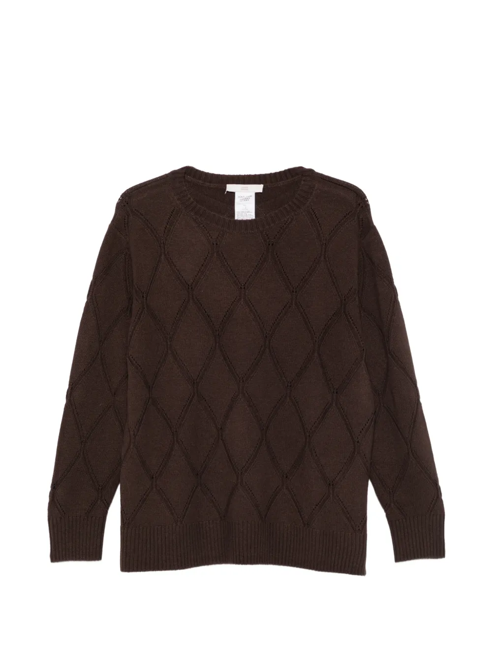 Marina Rinaldi pull MRSTritone en maille pointelle à motif de losanges - Marron Marina Rinaldi pull MRSTritone en maille pointelle à motif de losanges - Marron