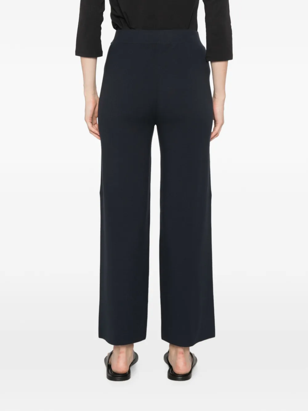 Max Mara Rotondo broek met elastische tailleband en wijde pijpen Zwart