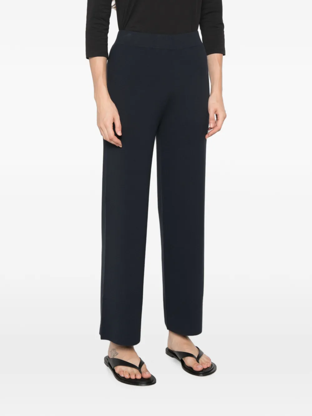 Max Mara Rotondo broek met elastische tailleband en wijde pijpen Zwart