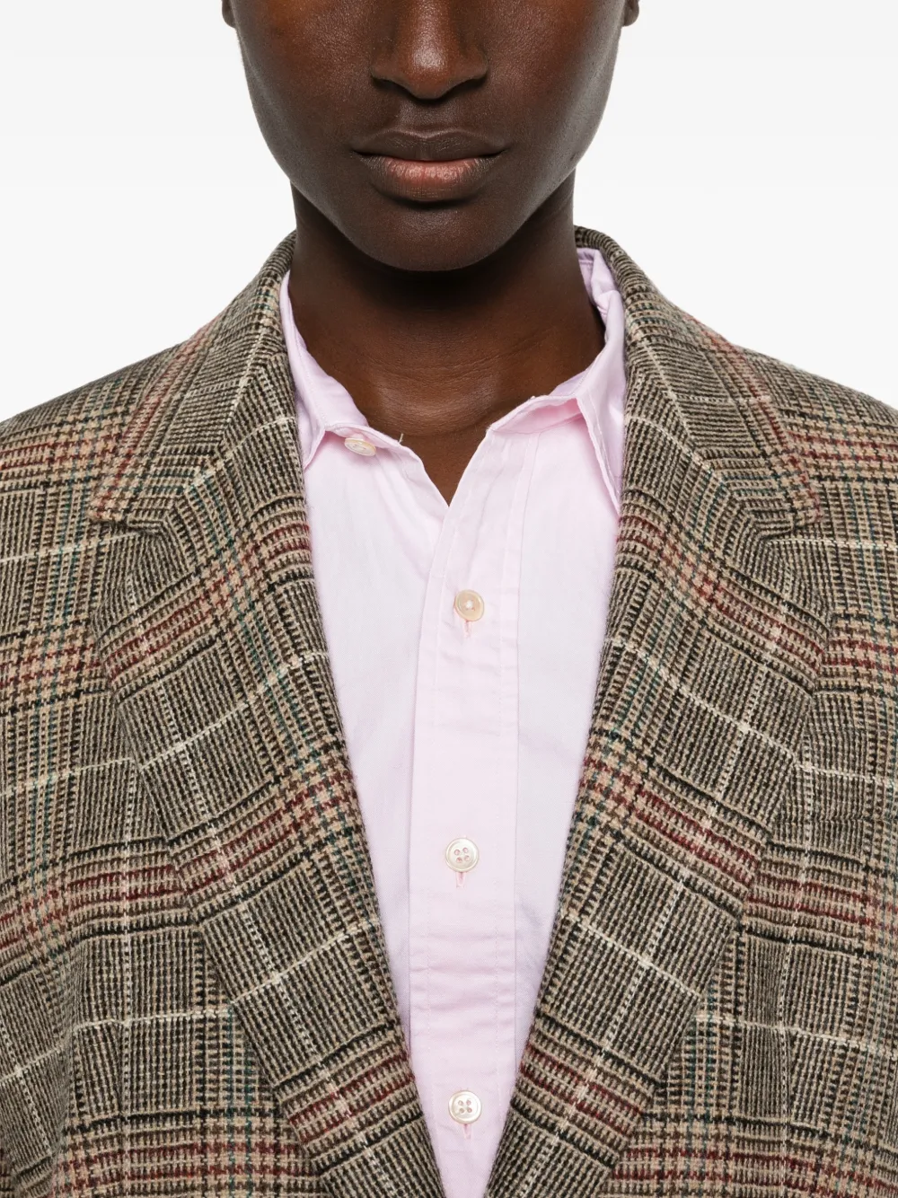 Weekend Max Mara Geruite blazer met enkele rij knopen Beige