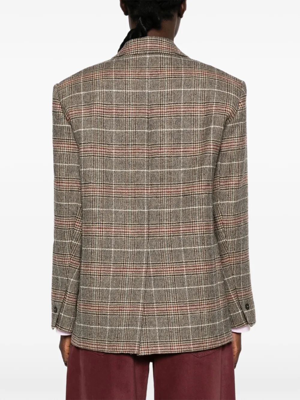 Weekend Max Mara Geruite blazer met enkele rij knopen Beige