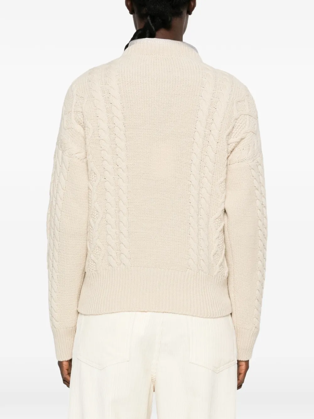 Weekend Max Mara Alben kabelgebreide wollen trui Beige