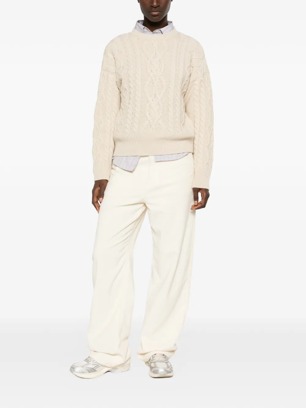 Weekend Max Mara Alben kabelgebreide wollen trui Beige