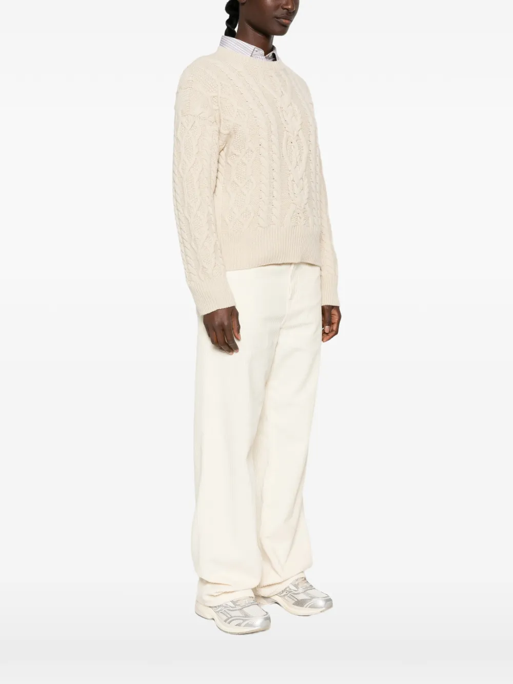 Weekend Max Mara Alben kabelgebreide wollen trui Beige