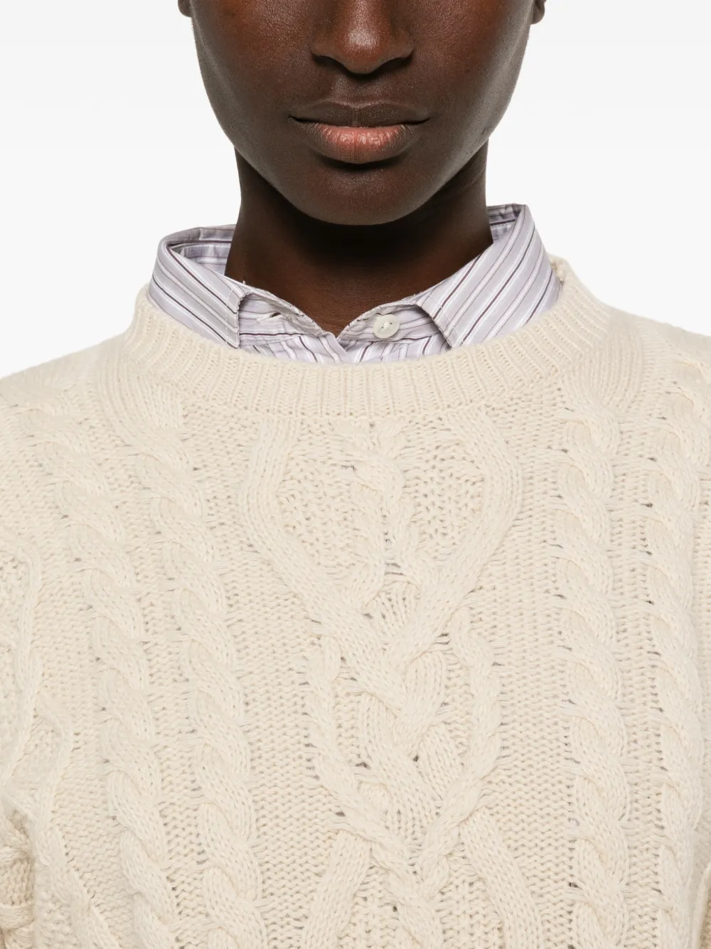 Weekend Max Mara Alben kabelgebreide wollen trui Beige