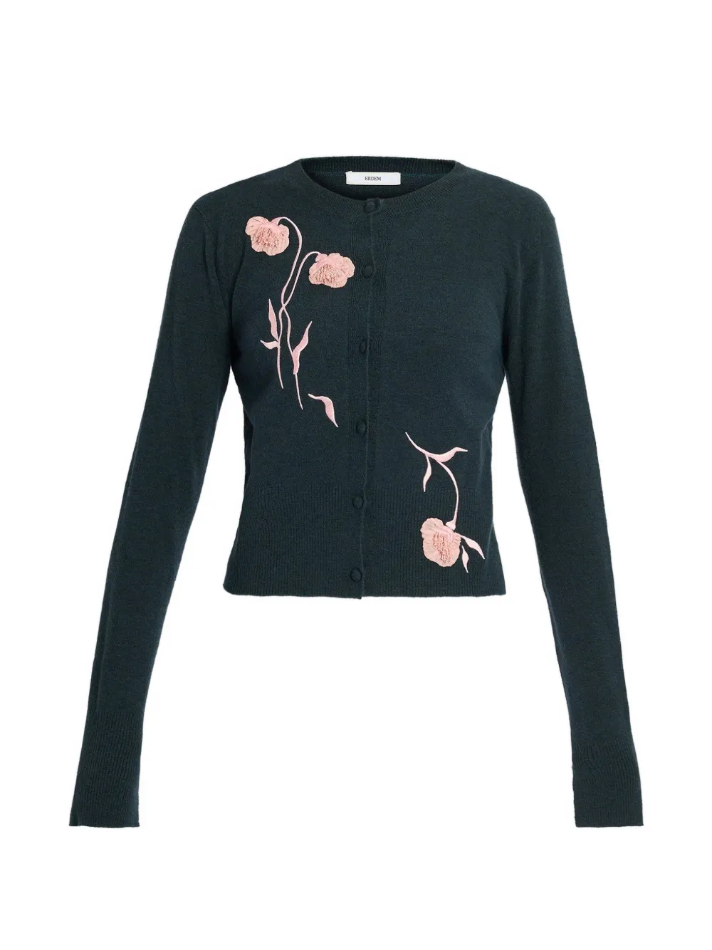 ERDEM flower-embroidered cardigan - Verde