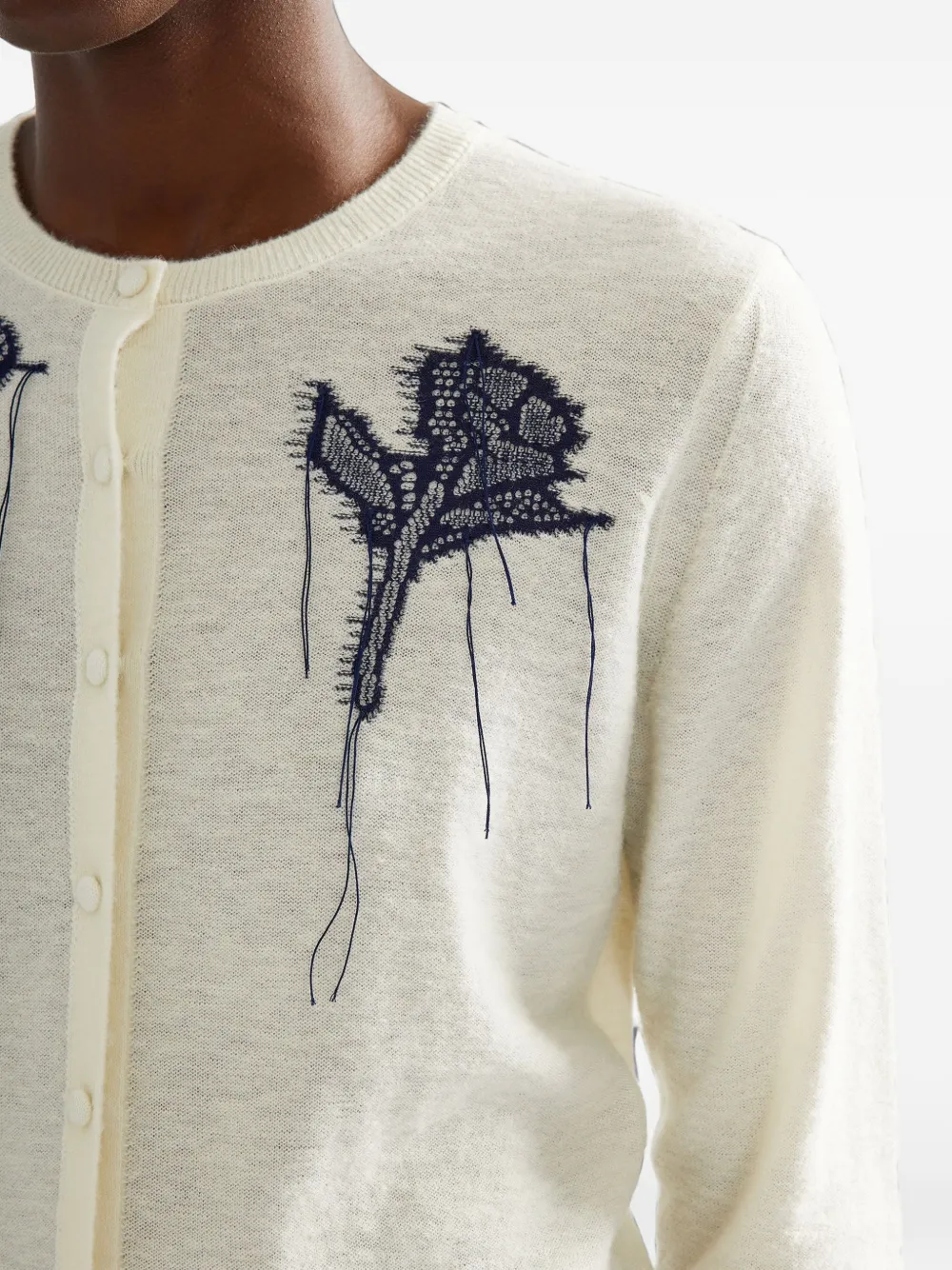 ERDEM flower-embroidered cardigan Beige