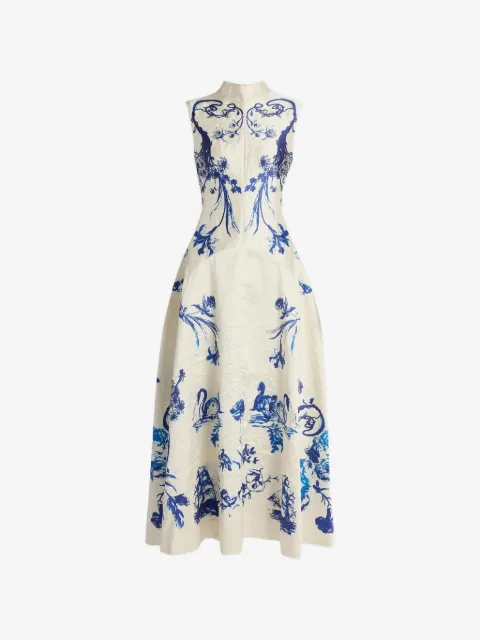 ERDEM Tattoo Toile de Jouy textured satin dress