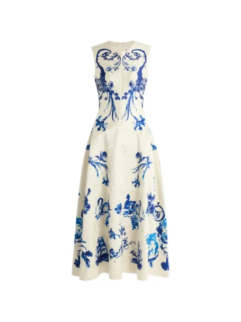 ERDEM Tattoo Toile de Jouy textured satin dress