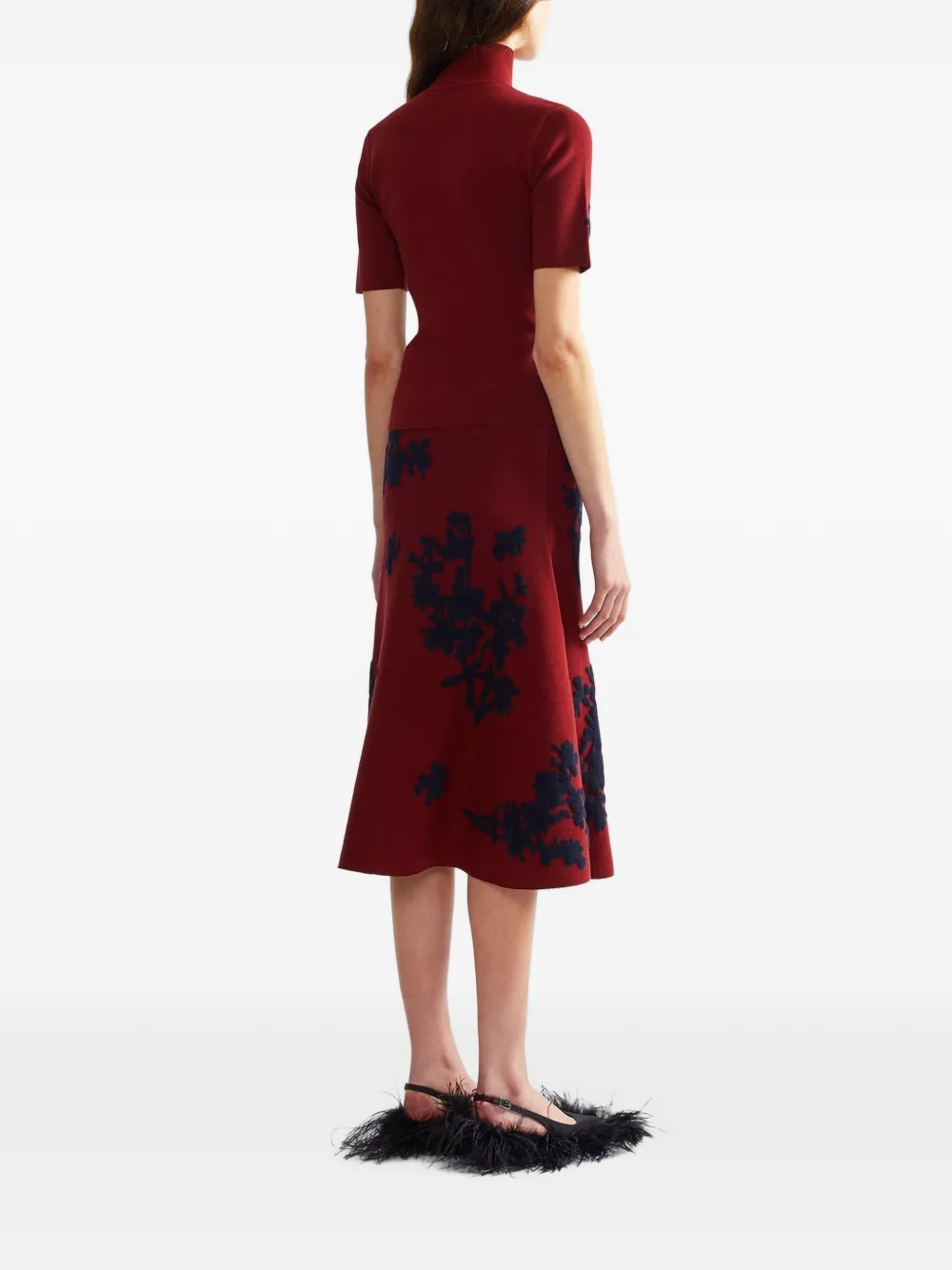 ERDEM jacquard-knit midi skirt Rood