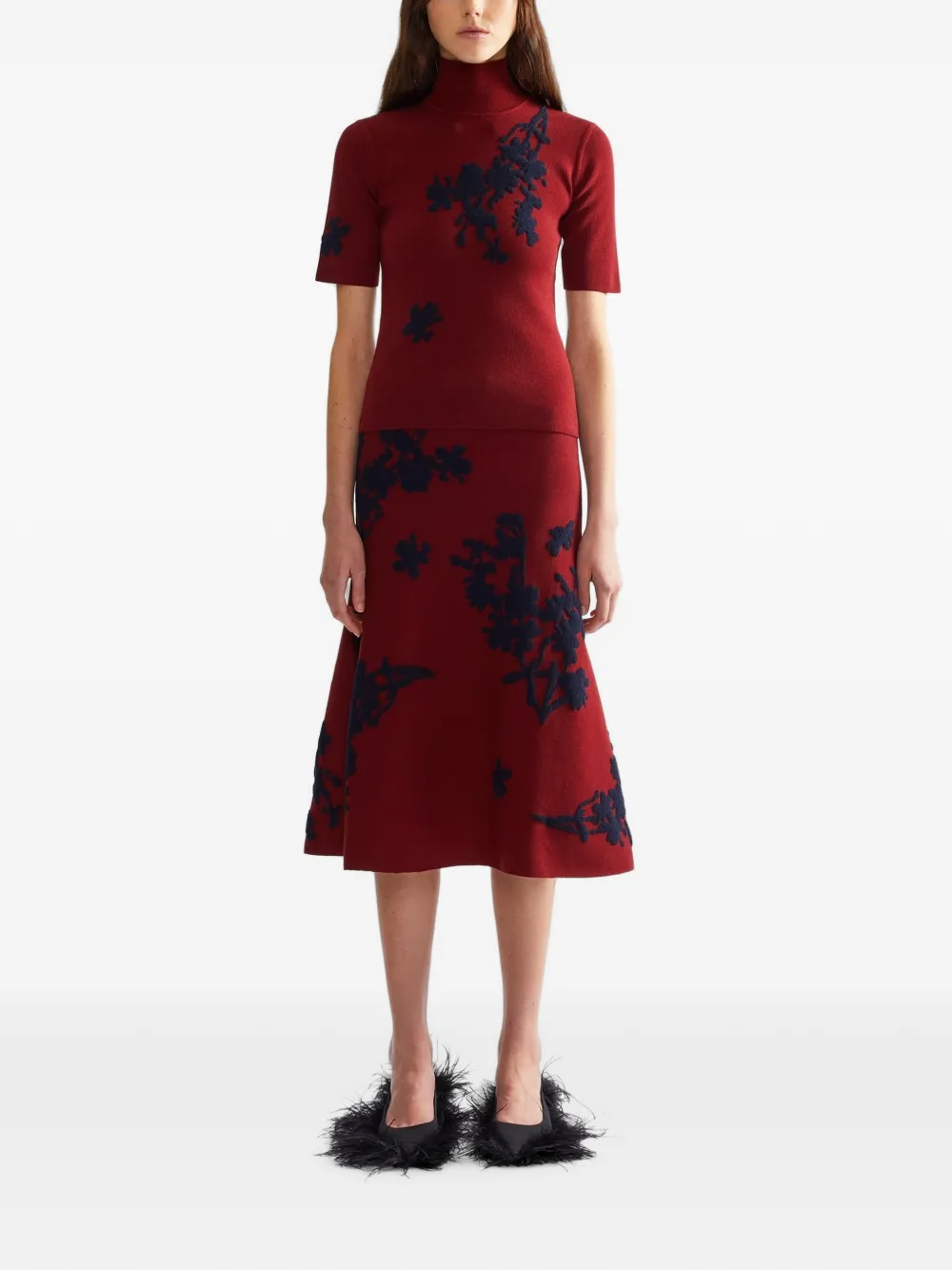 ERDEM jacquard-knit midi skirt Rood