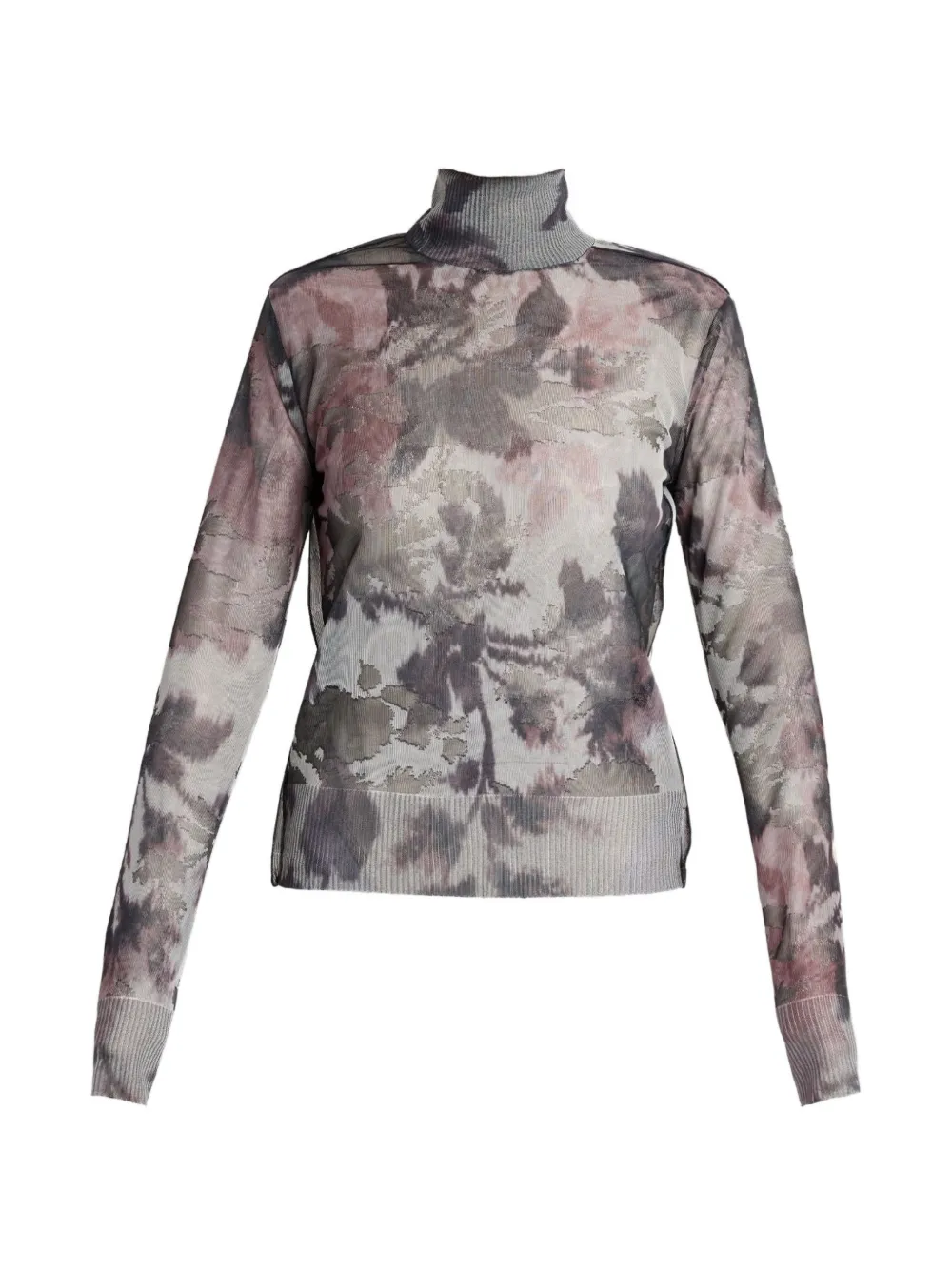 ERDEM floral-print jacquard turtleneck sweater - Grigio