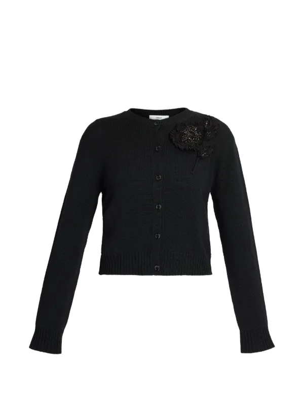Erdem Floral-embellished Cardigan in Black