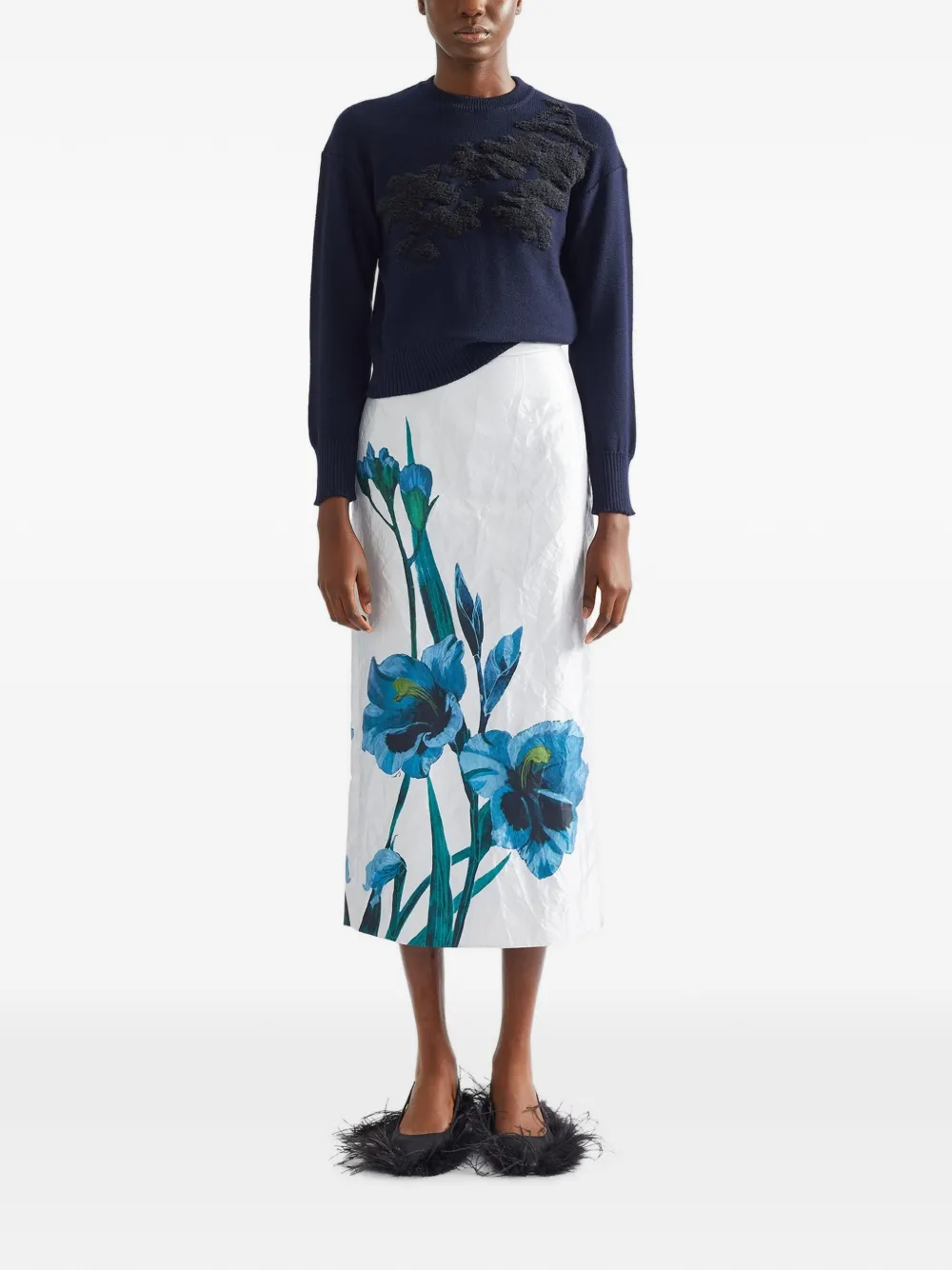 ERDEM floral-embroidered sweater Blauw