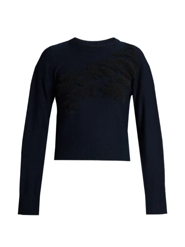 Erdem Floral-embroidered Sweater in Blue