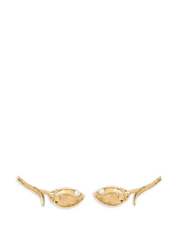 Erdem Bloom Pearl-embellished Earrings in Gold