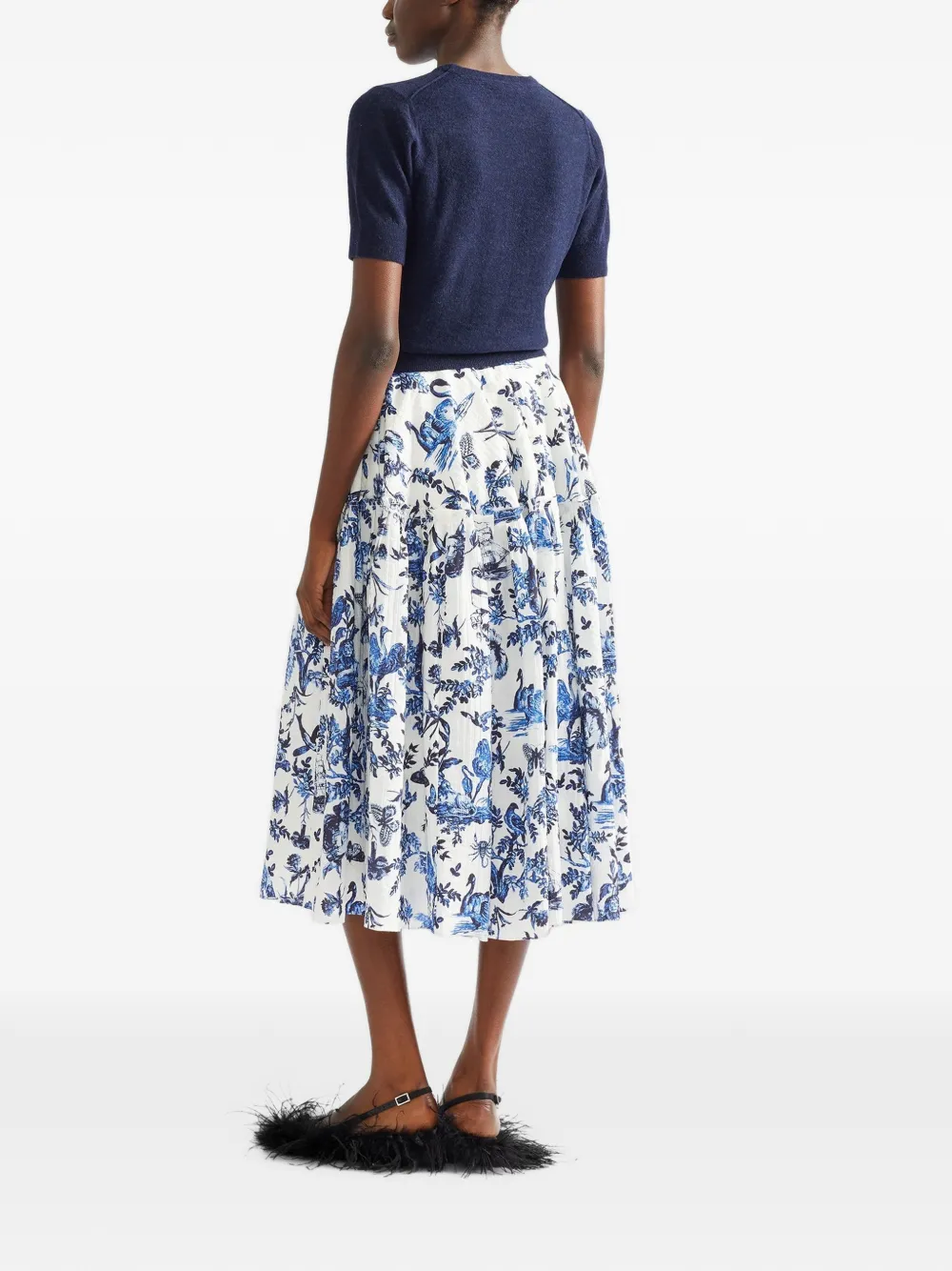ERDEM Trui van alpacablend met korte mouwen en ronde hals Blauw