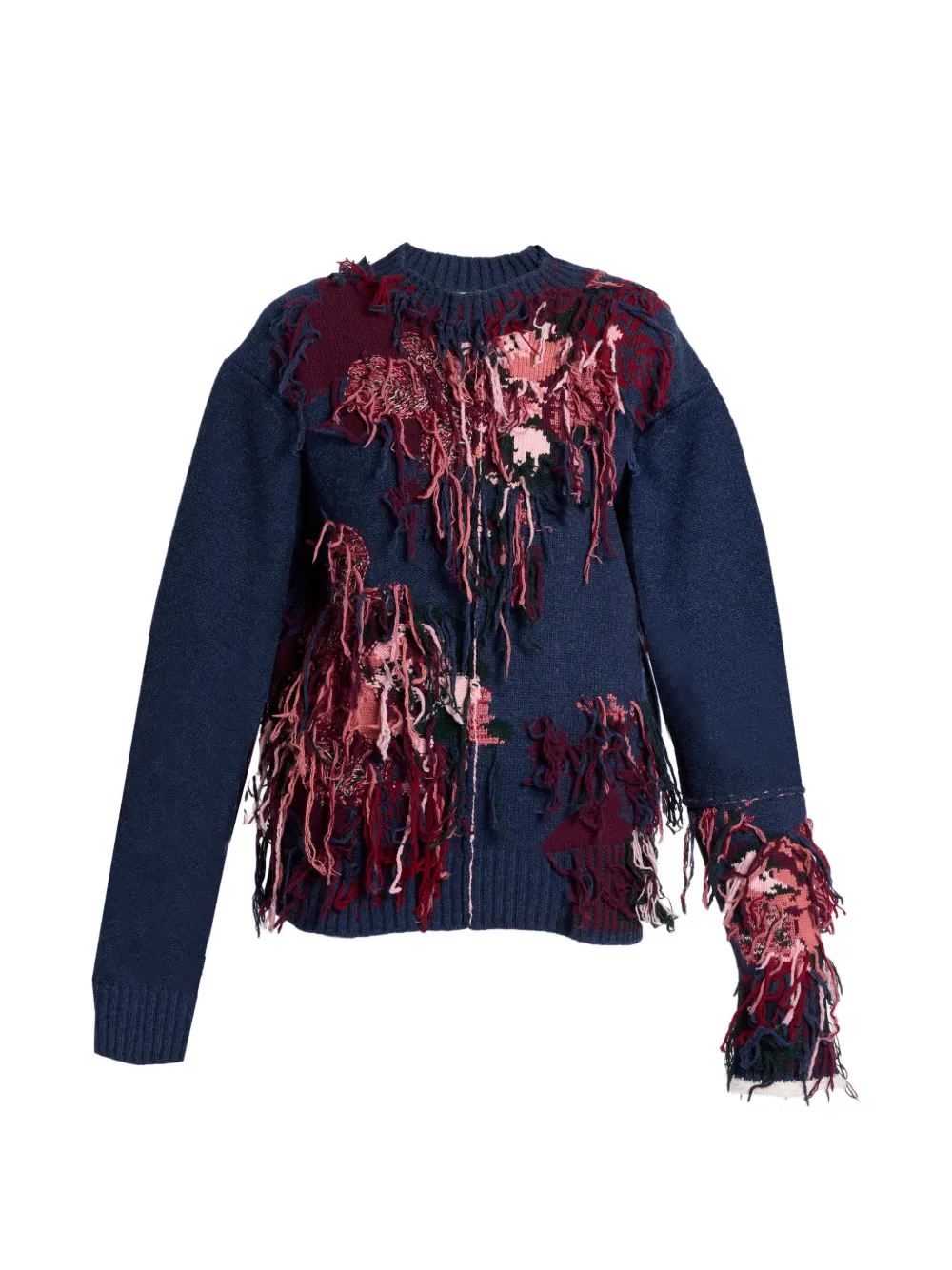 ERDEM intarsia frayed-detail sweater - Blue