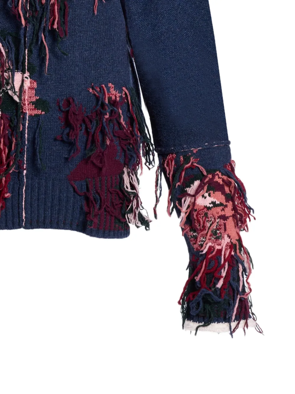 ERDEM Intarsia trui met franje Blauw