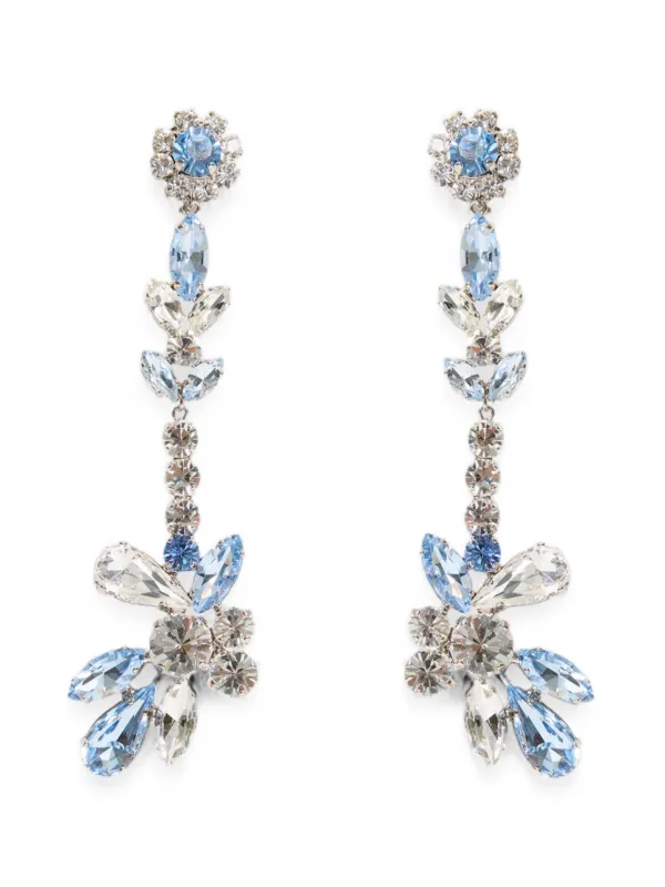 Erdem Crystal-embellished Floral-motif Earrings in Silver