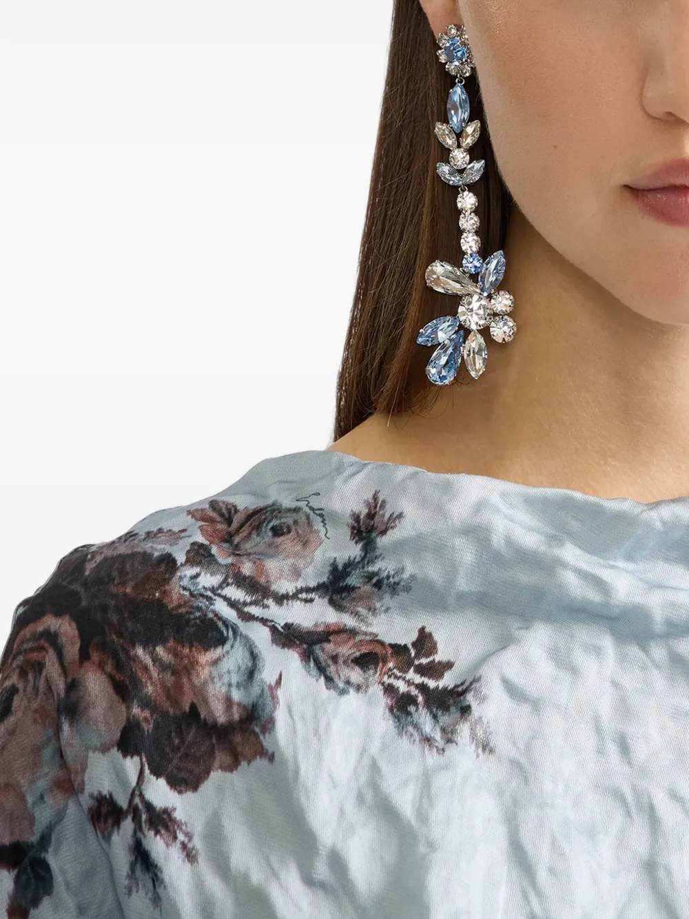 ERDEM crystal-embellished floral-motif earrings