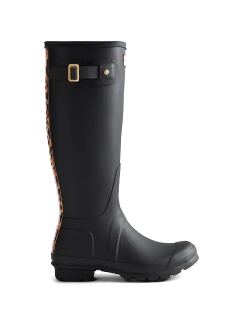 Hunter leopard-print-backstrap boots