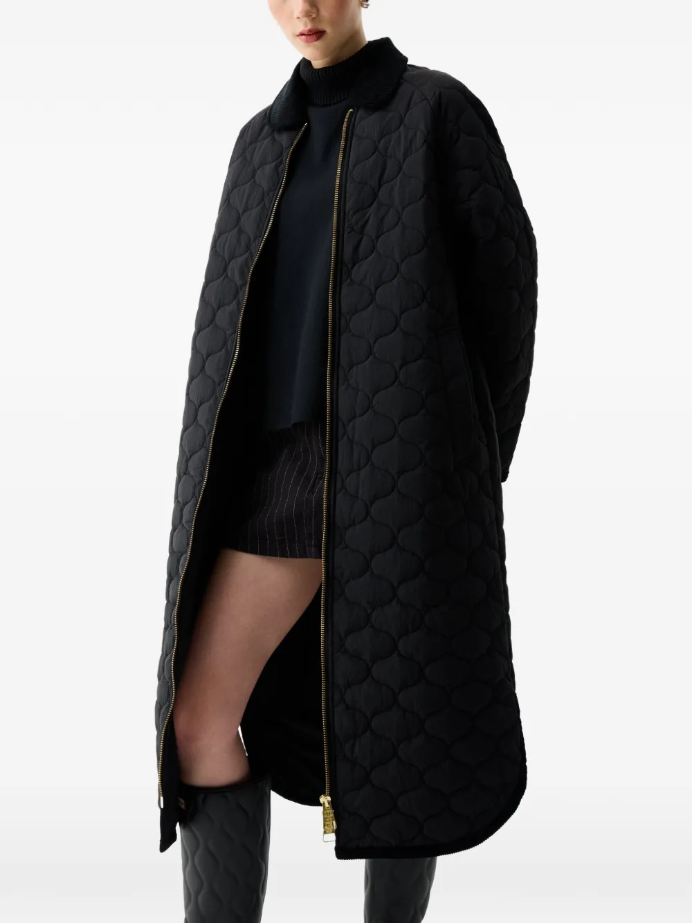 Hunter Fionn onion-quilted coat - Nero