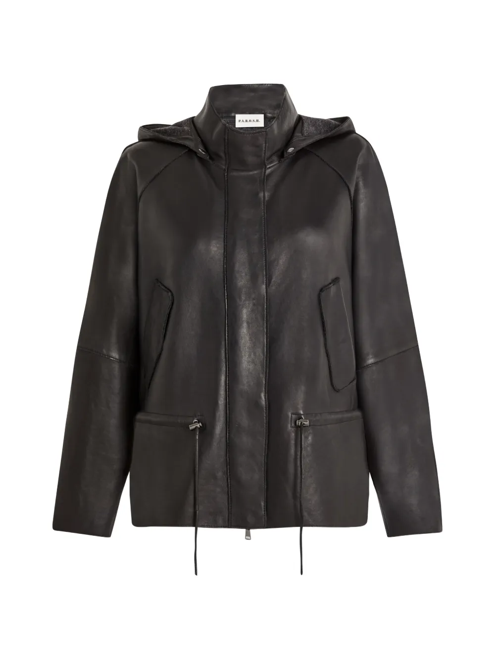 P.A.R.O.S.H. hooded leather jacket - Schwarz