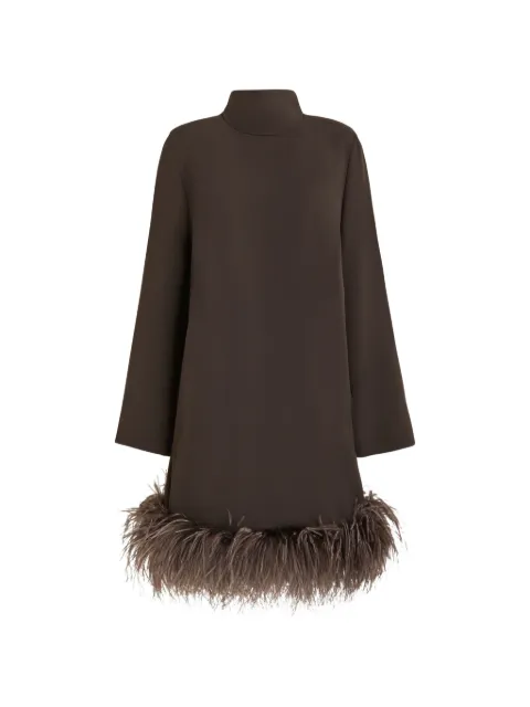 P.A.R.O.S.H. feather-trim bow-detail long-sleeved shift mini dress
