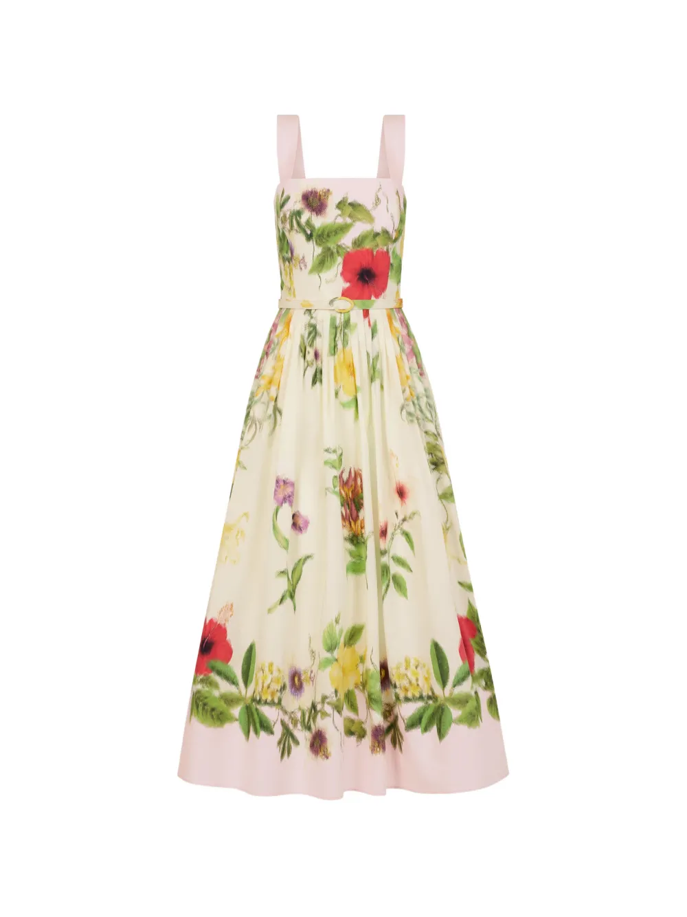 Oscar de la Renta Dominican mixed-floral cotton poplin dress - Toni neutri