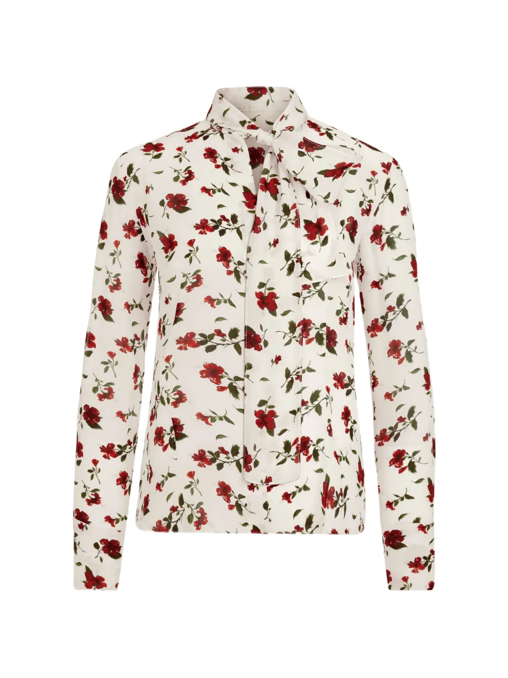 Oscar de la Renta hibiscus silk chiffon blouse - Bianco